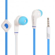 Langston JD88 3.5mm Flat Cable In-ear Stereo Earphone w/ Mic for iPhone Samsung HTC - Blue