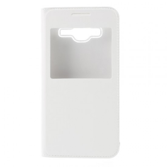 Window Leather Phone Case for Samsung Galaxy J3 (2016) - White Samsung Cases Mobile