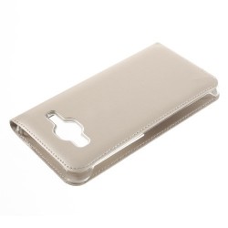 Δερμάτινη Θήκη Βιβλίο Smart Cover για Samsung Galaxy J3 (2016) - Χρυσαφί