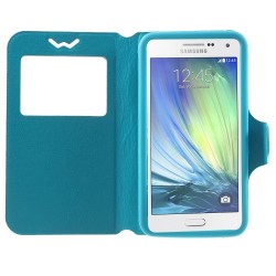 Universal Δερμάτινη Θήκη Βιβλίο Smart Cover με Βάση Στήριξης για Samsung Galaxy A7 και άλλα κινητά με μέγεθος 151 x 80 x 10mm - Μπλε