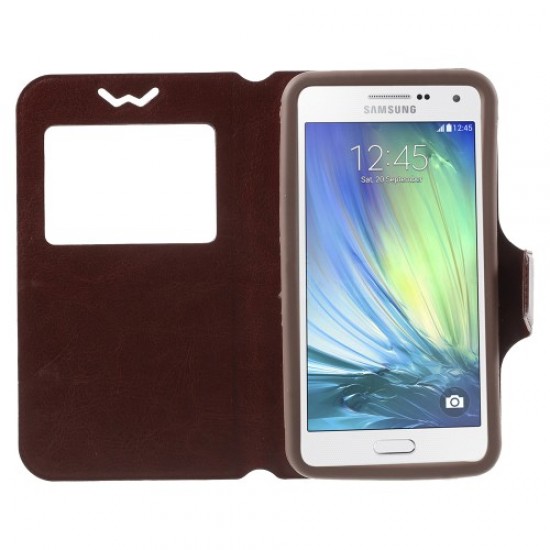 Universal Crazy Horse Window View Leather Case for Samsung Galaxy A7, Size: 151 x 80 x 10mm - Brown Samsung Cases Mobile