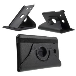 Litchi Leather Flip Case for Samsung Galaxy Tab E 8.0 T375 with Rotary Stand - Black