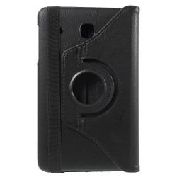 Litchi Leather Flip Case for Samsung Galaxy Tab E 8.0 T375 with Rotary Stand - Black