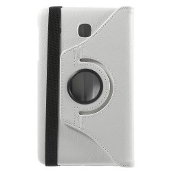 Litchi Leather Flip Cover for Samsung Galaxy Tab E 8.0 T375 with Rotary Stand - White