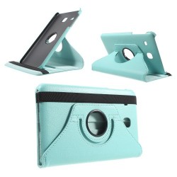Litchi Leather Flip Case for Samsung Galaxy Tab E 8.0 T375 with Rotary Stand - Blue