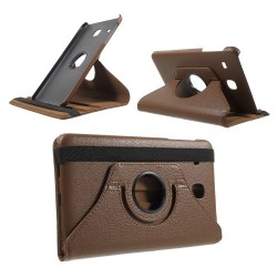 Περιστρεφόμενη Δερμάτινη Θήκη Βιβλίο με Βάση Στήριξης για Samsung Galaxy Tab E 8.0 T375 T377 - Καφέ