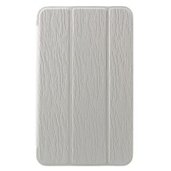 Δερμάτινη Θήκη Βιβλίο Tri Fold με Διάφανη Πλάτη και Βάση Στήριξης (Ανάγλυφη Όψη) για Samsung Galaxy Tab E 8.0 T375 T377 - Λευκό