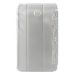 Δερμάτινη Θήκη Βιβλίο Tri Fold με Διάφανη Πλάτη και Βάση Στήριξης (Ανάγλυφη Όψη) για Samsung Galaxy Tab E 8.0 T375 T377 - Λευκό