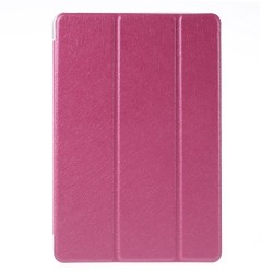 Silk Texture Tri-Fold Smart Leather Case for iPad mini 4 with Stand - Rose