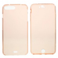 Clear Touchable Front + Back TPU Shell for iPhone 7 Plus / 8 Plus - Rose Gold