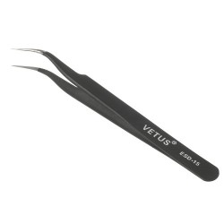 VETUS ESD-15 Anti-Static Stainless Steel Fine Tip Curved Tweezer Maintenance Tool, Length: 120mm