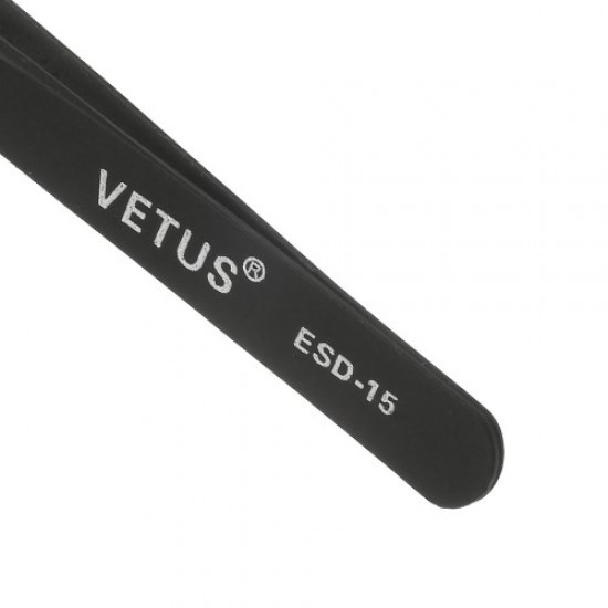 VETUS ESD-15 Anti-Static Stainless Steel Fine Tip Curved Tweezer Maintenance Tool, Length: 120mm Repair Tools