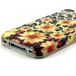 Θήκη Σιλικόνης TPU για iPhone 4s 4 - Χρυσάνθεμα σε Λεοπάρ Φόντο Θήκη Σιλικόνης TPU για iPhone 4s 4 - Χρυσάνθεμα σε Λεοπάρ Φόντο