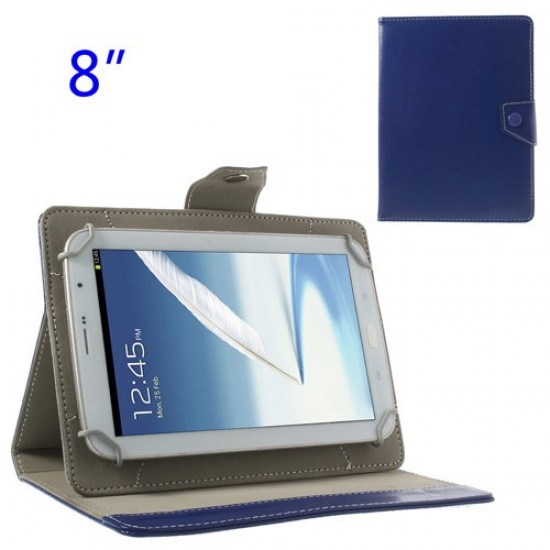 Universal Δερμάτινη Θήκη Βιβλίο με Βάση Στήριξης για iPad Mini 2 / Samsung N5100 N5110 Tablets 8 ιντσών - Μπλε Samsung Θήκες Tablet